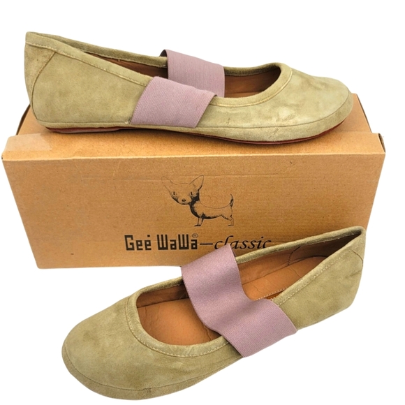 Anthropologie Shoes - NIB Anthropologie Gee Wawa Candy Olive Kid Suede Wide Strap Ballet Flats SZ 8